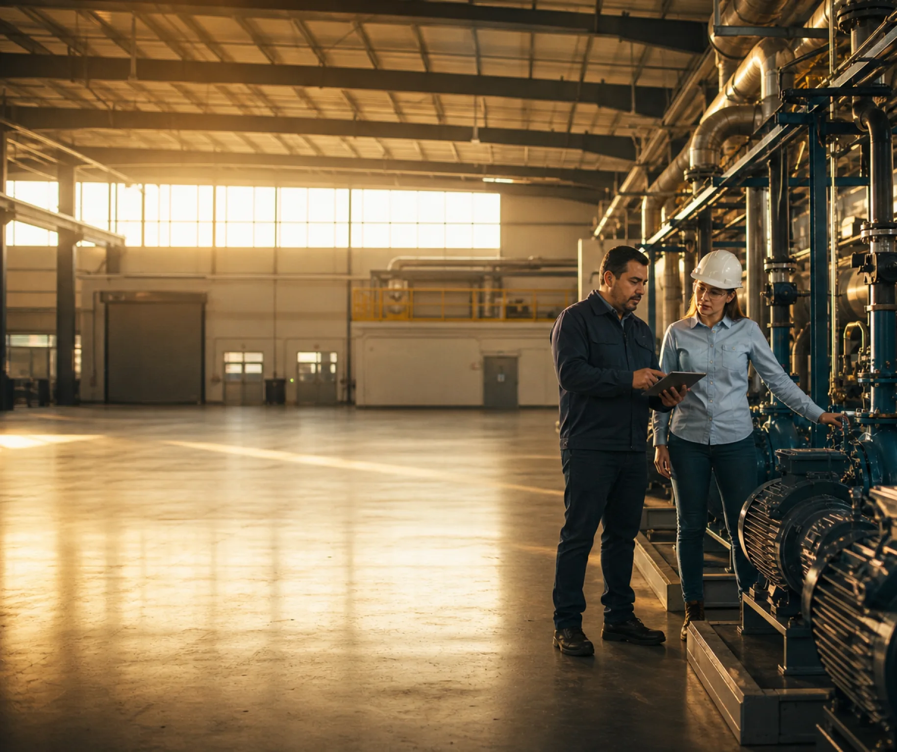 Equipo de mantenimiento revisando activos en una planta industrial